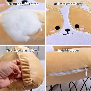 Corgi Shiba Inu Cartoon Car Headrest Neck Protection Pillow U-shaped Pillow Waist Rest Universal All Seasons Cute Car Accessorie