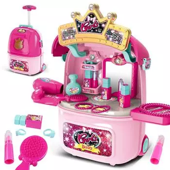 CORPER TOYS Игрушечный домик для макияжа Набор для макияжа для девочек Игрушечный комод Инструменты для парикмахера Ролевая игра Игрушечный туалетный столик Рождество