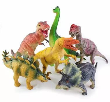 CORPER TOYS Набор динозавров Мягкая виниловая фигурка динозавра Игрушка динозавр Милая фигурка животного Игрушки для мальчиков и девочек ПВХ Дизайн произношения Упаковка из 6 шт.