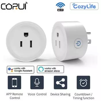 Corui Cozylife 10a Wi-Fi Us Plug Смарт-розетка Беспроводная розетка с дистанционным управлением Смарт-таймер Поддержка Alexa Google Home Голосовое управление smart socket