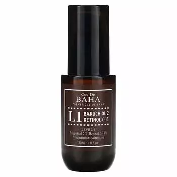 Cos De BAHA, L1, бакучиол 2, ретинол 0,15, сыворотка, 1 жидкая унция (30 мл)
