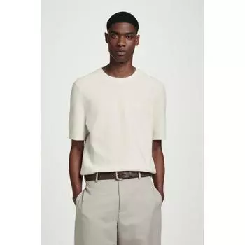 COS Футболка из хлопкового трикотажа с текстурой в японском стиле off-white/XS