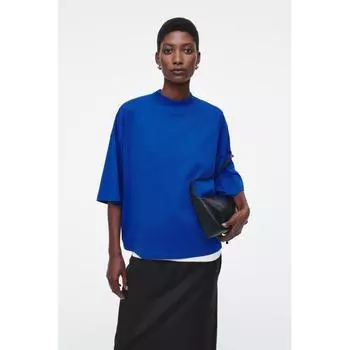COS Футболка Japan Boxy Mock Neck cobalt blue/XS