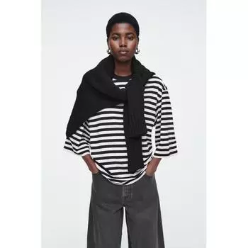 COS Футболка с принтом «Японская трапеция» blackstripe/XS