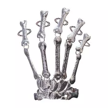 Cos Harajuku Gothic Skull Bones Y2g Female Gloves Silver (S0107)(one)