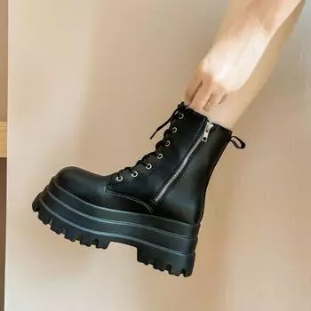 cos heightening shoes high heels locomotive boots 20cm showing legs thin platform shoes 9cm British style short Martin boots Spice girls style 35