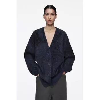 Cos Japan Alpaca Blend Jacquard Cardigan blue/L