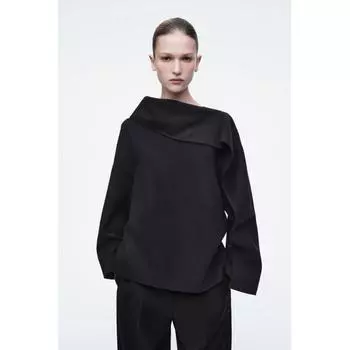 Cos Japan Asymmetric Double Face Wool Top navy/34