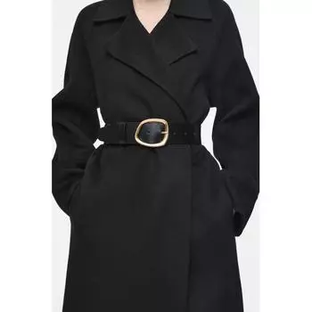 Cos Japan Asymmetrical Buckle Leather Belt Black/XSS