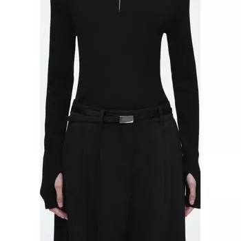 Cos Japan Bar Detail Slim Leather Belt Black/XS/S