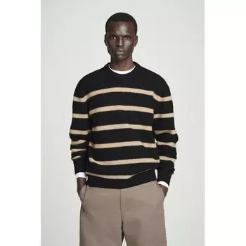 Свитер Cos Japan из вареной шерсти с круглым вырезом BLACK BEIGE STRIPED/XS