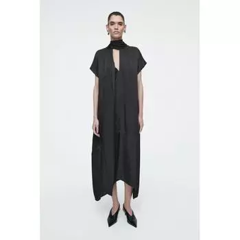 Cos Japan Bow Detail Asymmetric Midi Dress Black/32