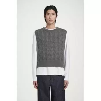 Cos Japan Cable Knit Wool Hybrid Vest dark gray/ONESIZE