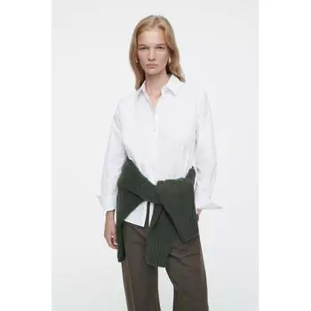 Cos Japan Curved Hem Cotton Shirt white/34