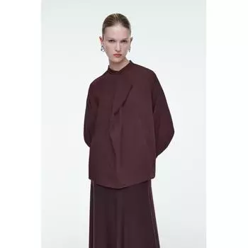 Cos Japan Drape Panel Blouse burgundy/32
