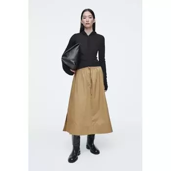 Cos JApAn DrAwstring A Line Midi Skirt dark beige/32