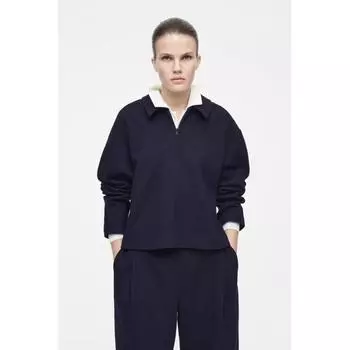 Cos Japan джемпер из вареной шерсти на молнии navy/SP