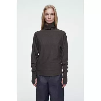 COS Японский свитер из мериносовой шерсти с воротником-воронкой chestnut/XS