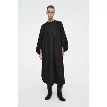 Cos Japan Grandad Balloon Sleeve Midi Dress Black/34