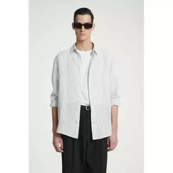 COS Japan льняная рубашка в полоску с длинными рукавами