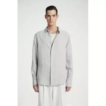 COS Japan льняная рубашка в полоску с длинными рукавами