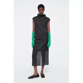 COS Длинные кожаные перчатки из Японии emeralds/ML