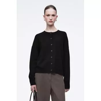 Cos Japan Merino Wool Кардиган с круглым вырезом Black/XS