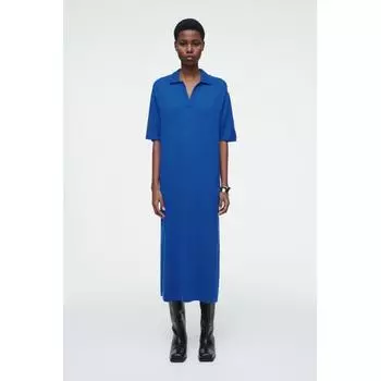 Cos Japan Merino Wool Polo Dress cobalt/XS