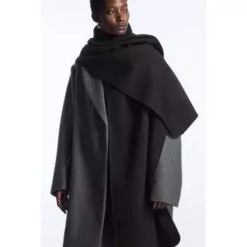 COS Japan объемный двусторонний шерстяной шарф Black/210x40