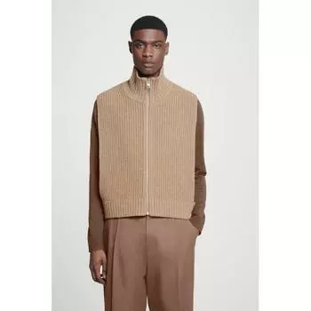 Cos Japan Open Side Zip Up Wool Vest beige/XSS