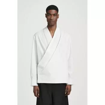 Cos Japan Oversized Cotton Silk Wrap Shirt white/XL