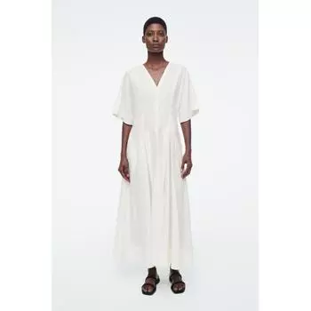 COS Japan плиссированное платье-рубашка А-силуэта миди white/32