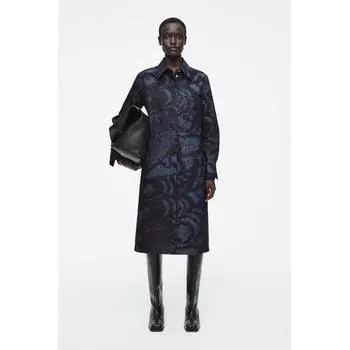 Cos Japan Print Denim Shirt Dress dark blue/32