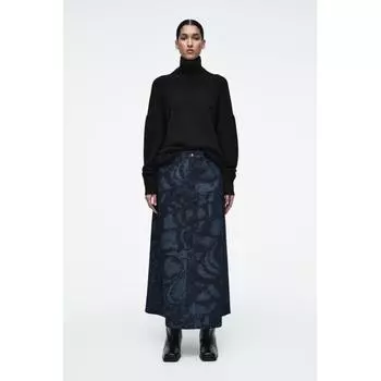Cos JApAn Printed Denim A Line Midi Skirt blue/32
