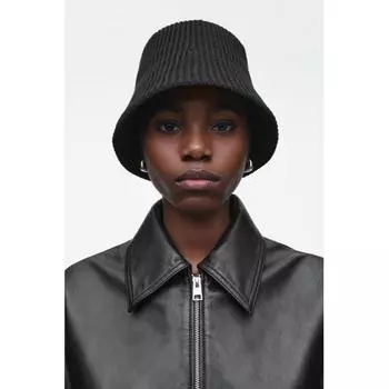 Cos Japan ребристая шерстяная шапка-ведро Black/XS/S