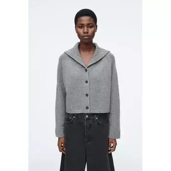 Cos Japan Sailor Collar Wool Cardigan grey melange/M