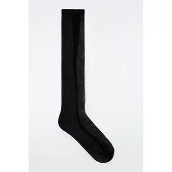 Cos Japan Sheer Panel Knee High Socks Black/3638