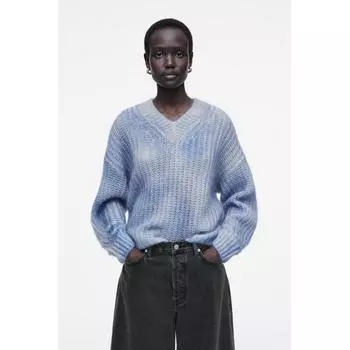 Cos Japan Spray Effect мохеровый свитер с V-образным вырезом blue/S