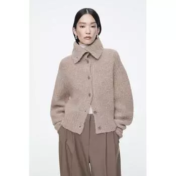 Cos Japan Spread Цветной текстурированный кардиган из альпаки dark beige/LP