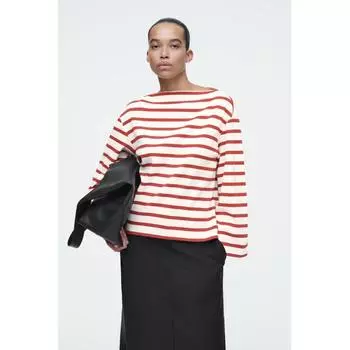Cos Japan Striped Boat Neck Top redstripe/XS
