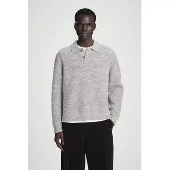 Cos Japan свитер-поло из крученой пряжи из шерсти grey melange/S