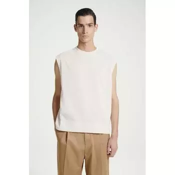 COS Japan свободный хлопковый жилет с круглым вырезом offwhite/S