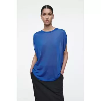 COS Japan трикотажная футболка с круглым вырезом blue/S