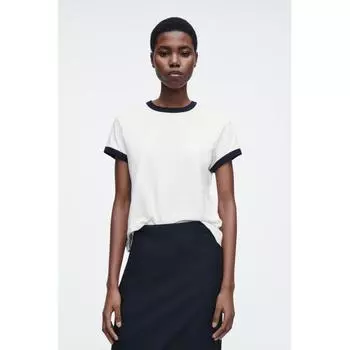 Cos Japan усадочная футболка Linger off-white/navy/XS