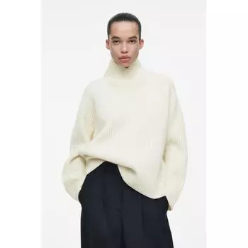 Cos Japan Wrap Collar Merino Wool Sweater ecru/XS