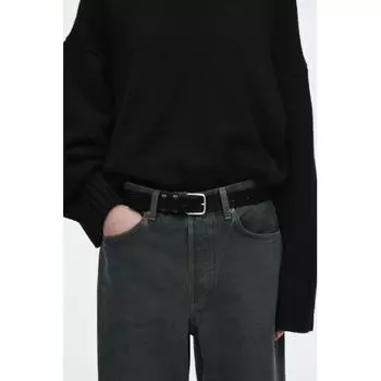 COS Классический кожаный ремень в японском стиле black/silver/XS/S