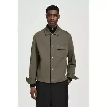 COS Куртка-рубашка из японского трикотажного твила dark khaki/XL