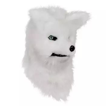 Cos маска с подвижным ртом, маска для головы лисы, искусственный мех для Хэллоуина, костюмы, вечерние маски белый