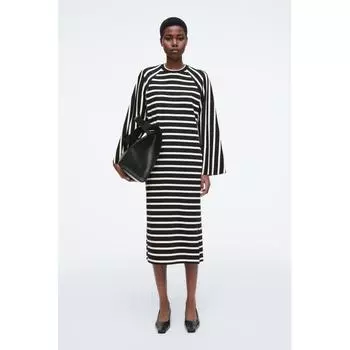 COS Платье-футляр миди из японского джерси navy/stripe/XS