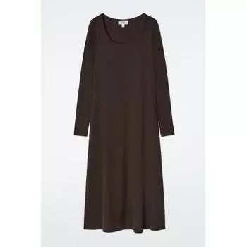 COS Платье-миди из джерси Japan Slim Fit Ribbed Braun/XS